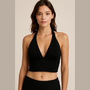 Stitch & Pine Tie Neck Top - Women's XS - Black Knit